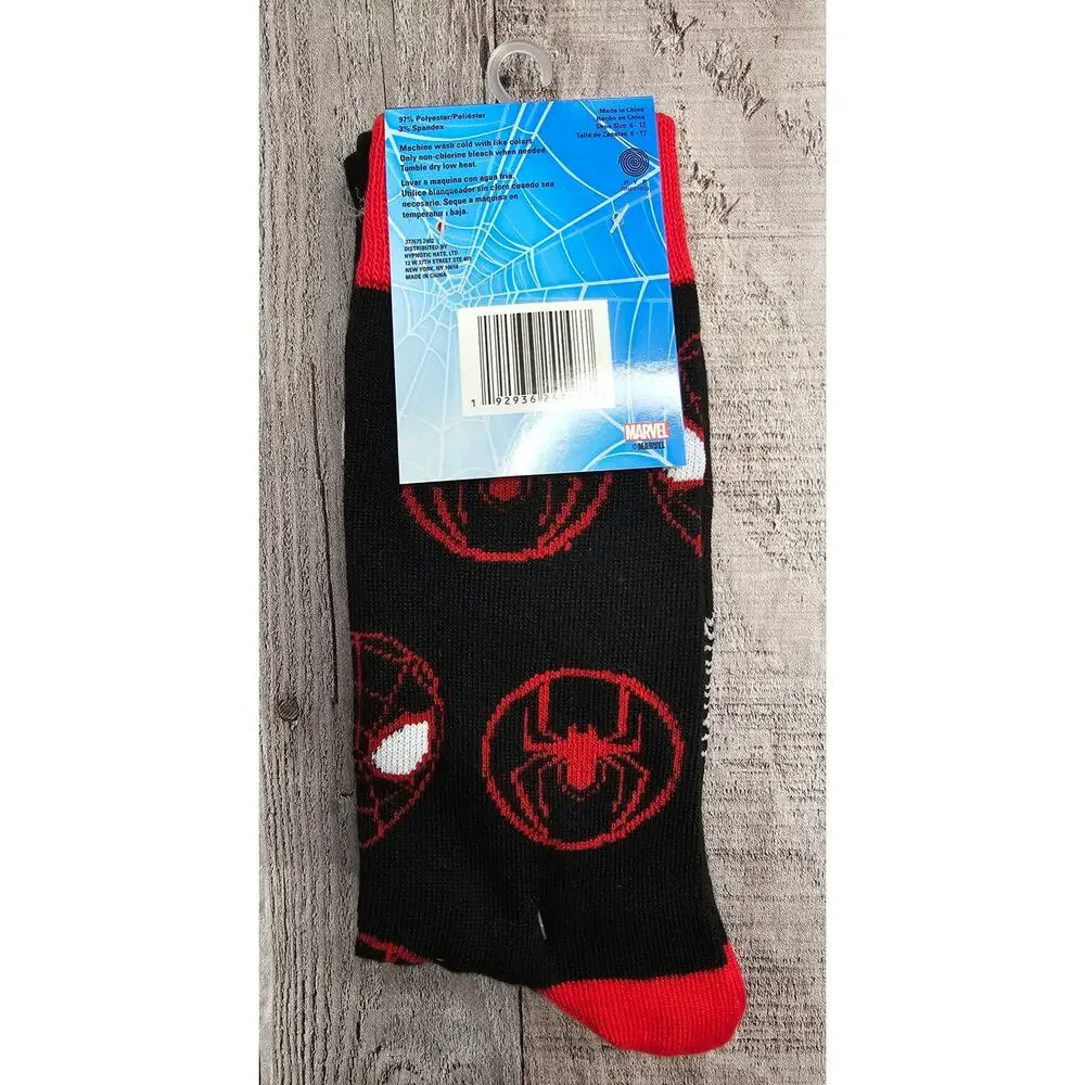 HYP SPIDER MAN 2 Pair NEW Crew Socks Size 6 - 12 Marvel Comics UNISEX